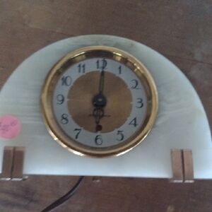 Elegant White and Gold Table Clock